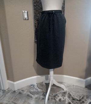 Bobeau Charcoal Knit Drawstring Midi Skirt